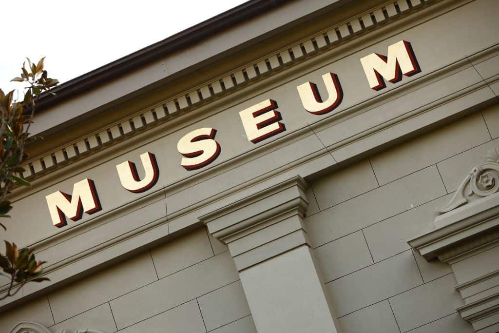 The front of a museum