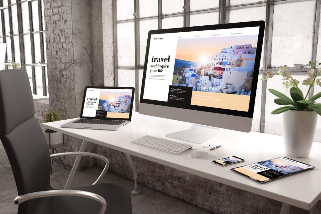 A computer screen with a travel blog.