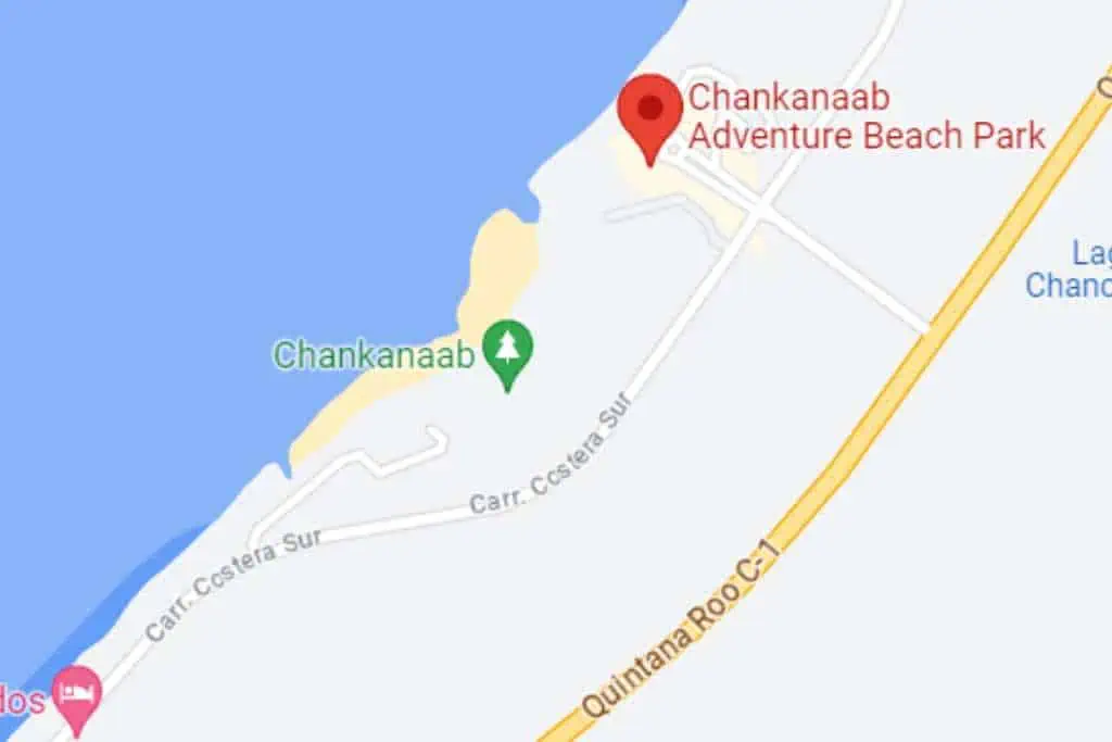 Map of Cozumel showing the location of Chankanaab