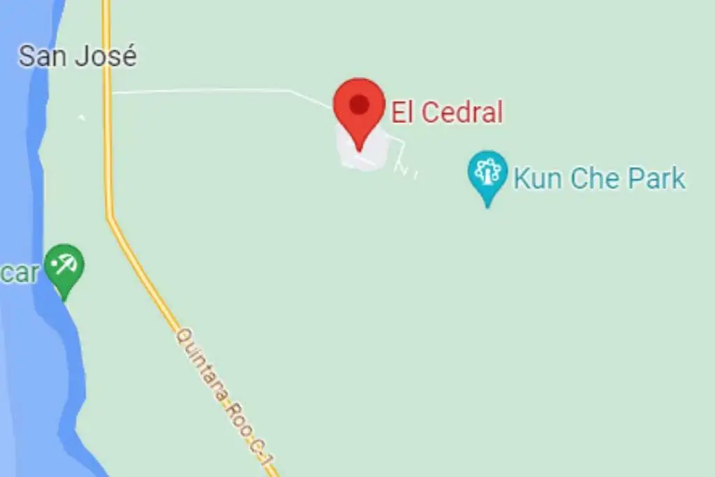 Map of Cozumel showing the location of El Cedral