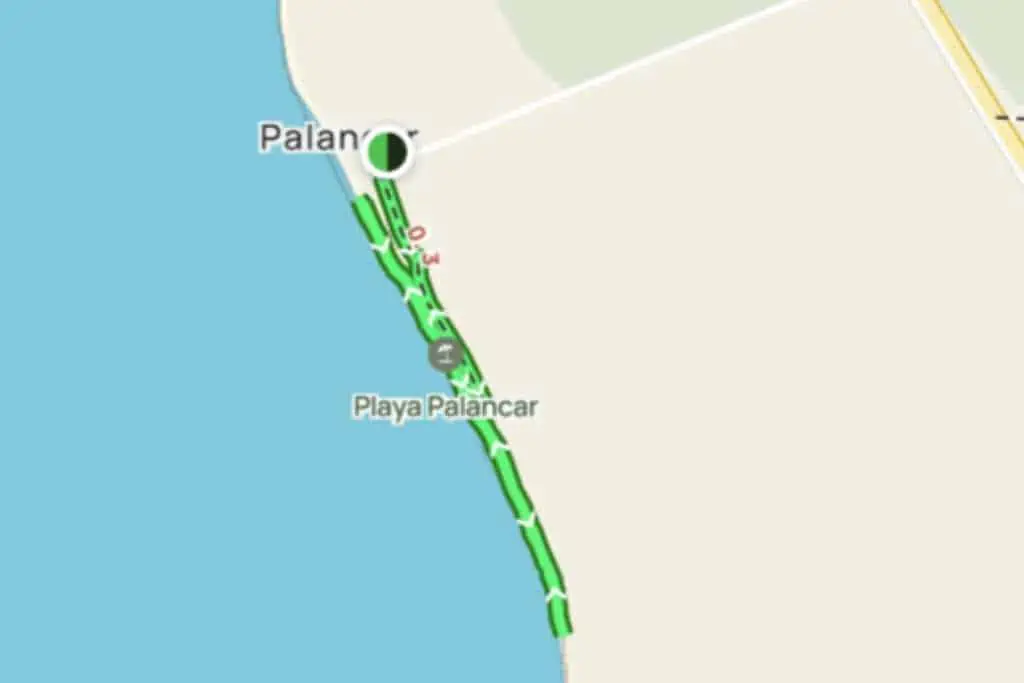 Map of Cozumel showing the location of Playa Palancar